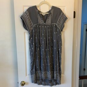 Sundance Gray Dress with White Embroidery